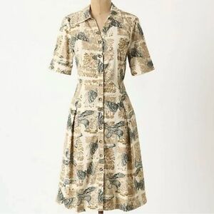 6 Anthropologie Girls From Savoy Cream Baby Corduroy Midi Dress